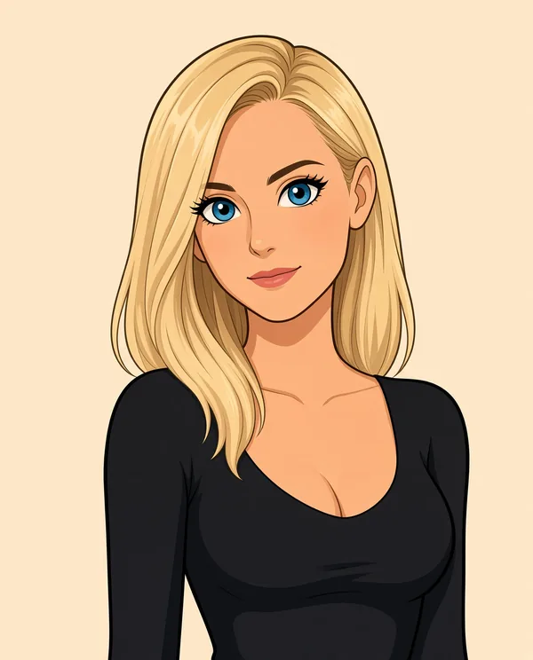 DirtyTina – gezeichnetes Porträt des deutschen Amateur-Models